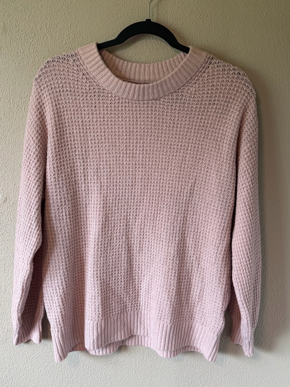 American Eagle Soft Pink Waffle Knit Sweater | Women’s Small